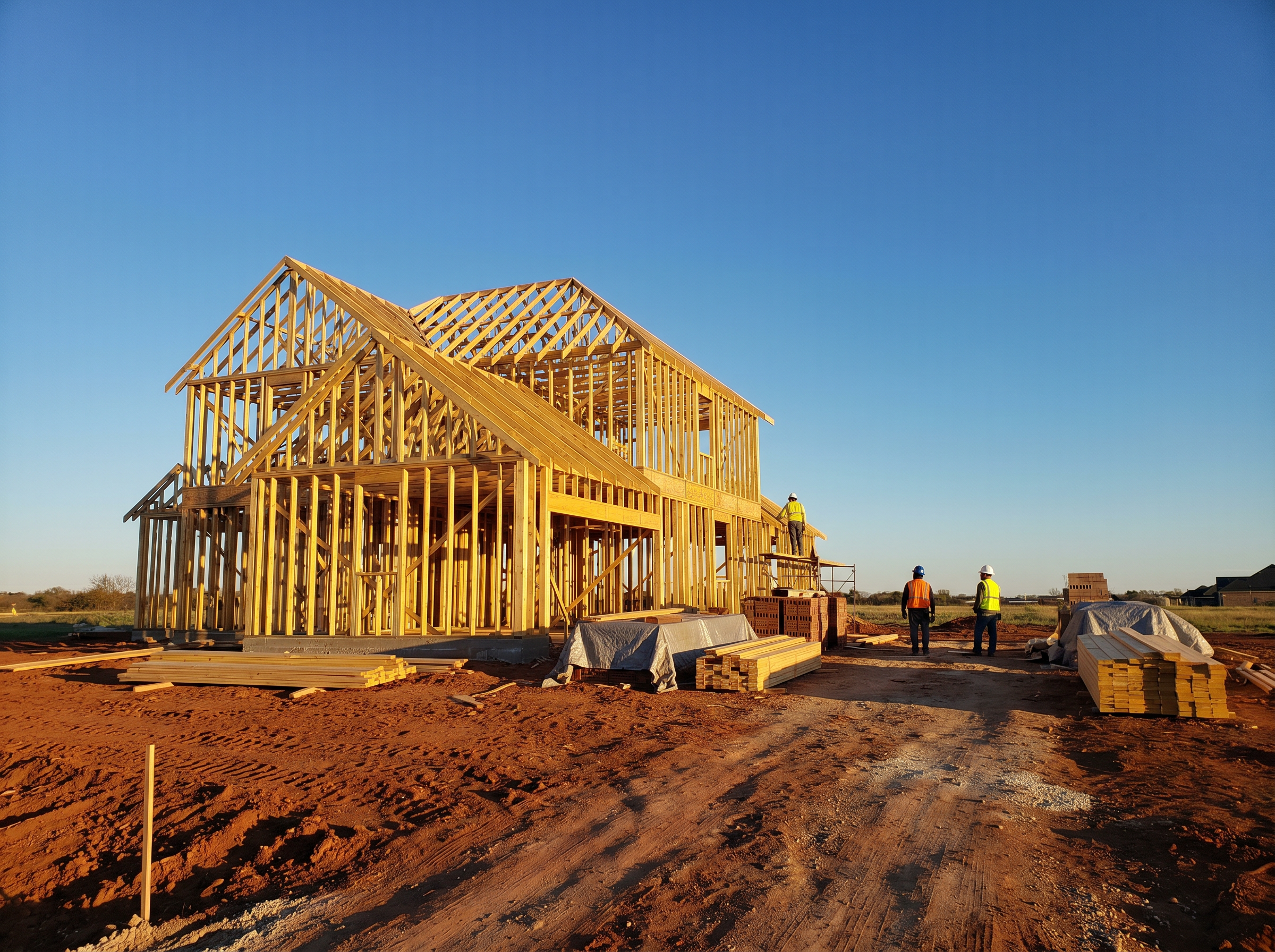 Construction manager on job site reviewing plans